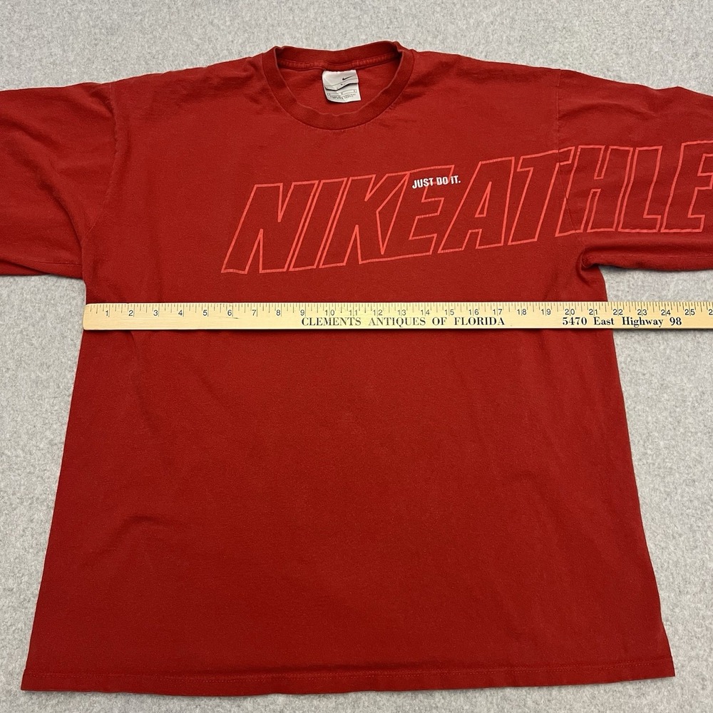 Vintage Nike Shirt Men's Large Red Long Sleeve Logo Spellout 90's Y2K - Picture 9 of 12